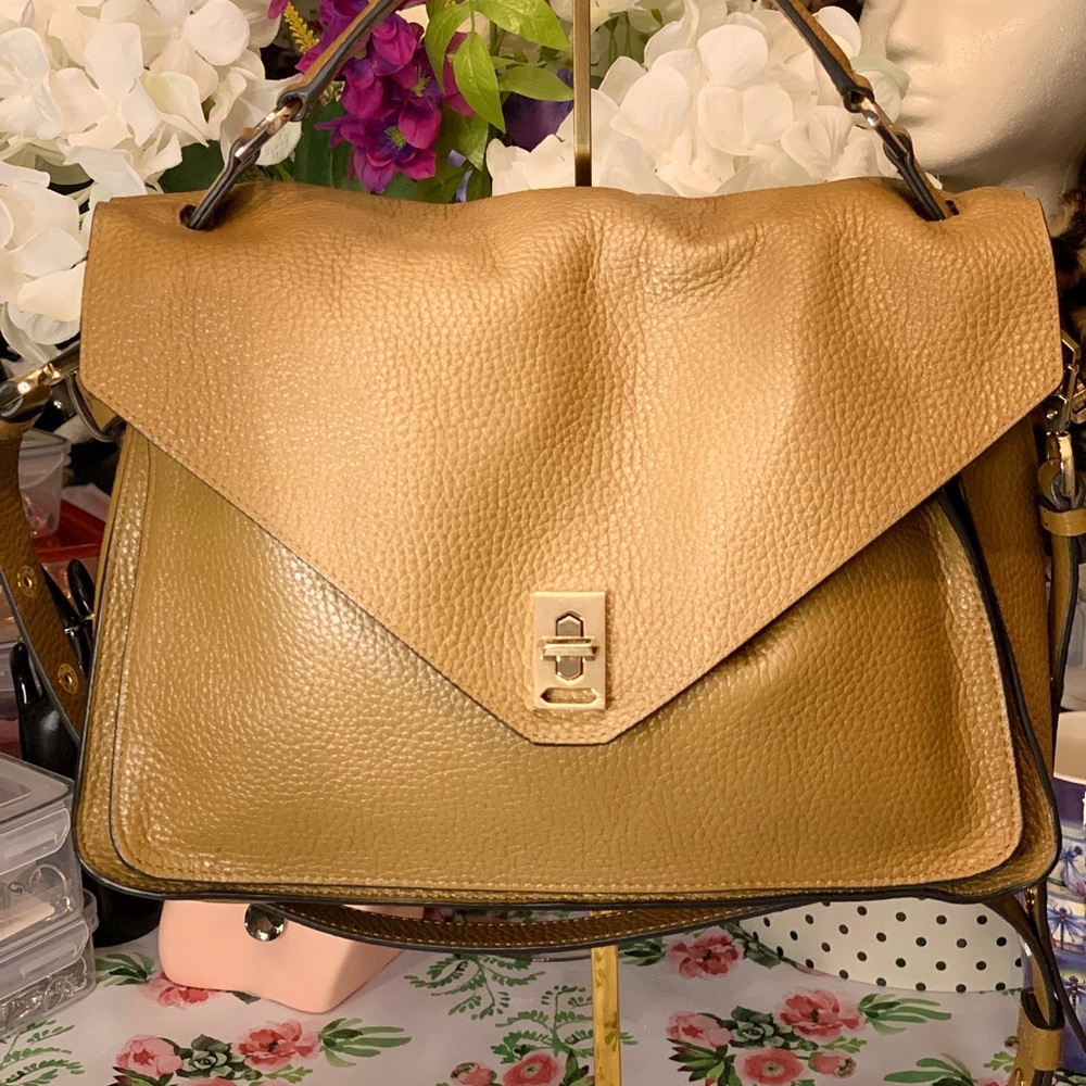 ❤️Price Drop❤️HP⭐️❤️Rebecca Minkoff Tan Leather Messenger Satchel - Picture 16 of 16